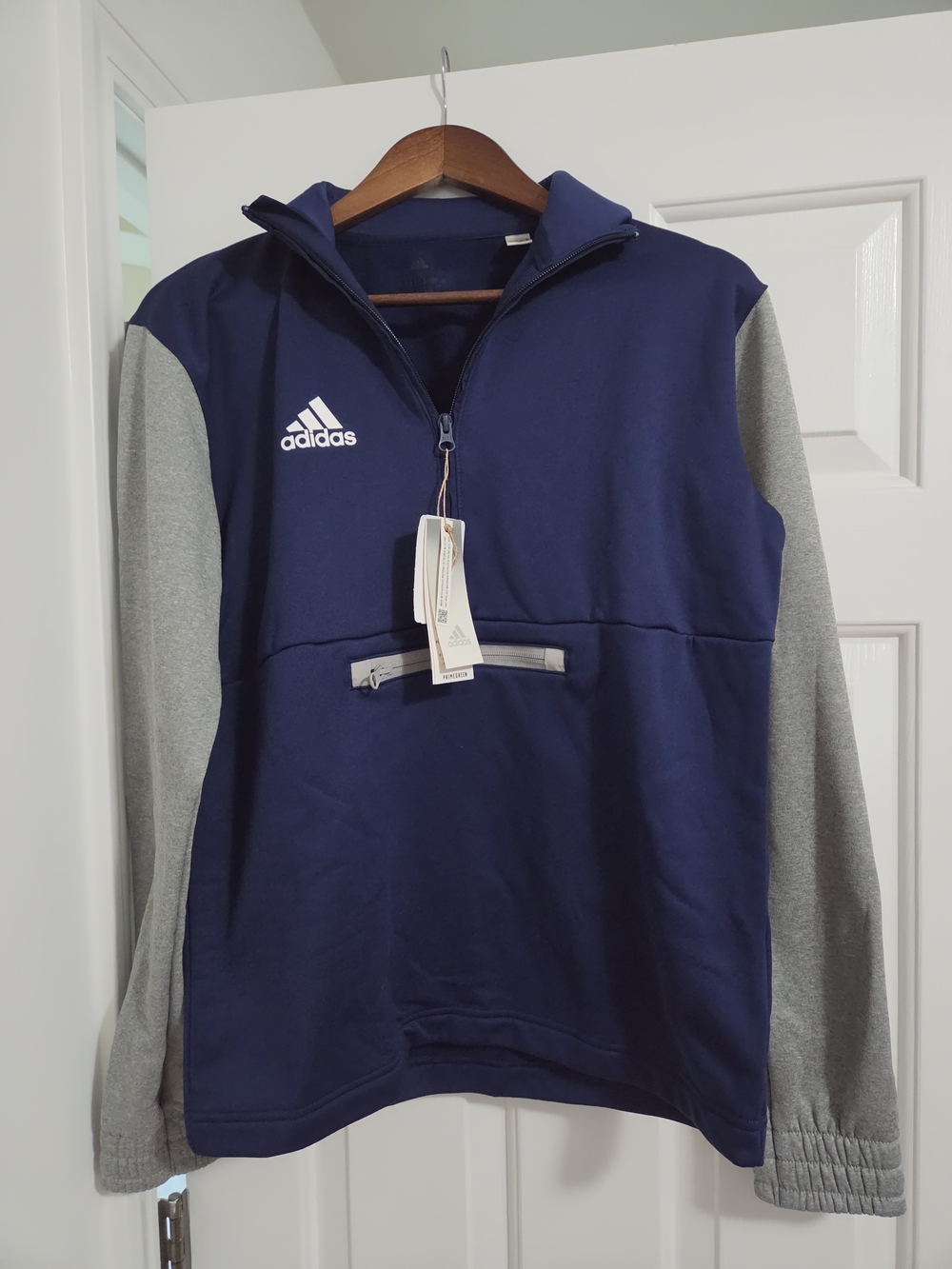 Adidas Men’s Navy and Gray Quarter-Zip Pullover Sweater